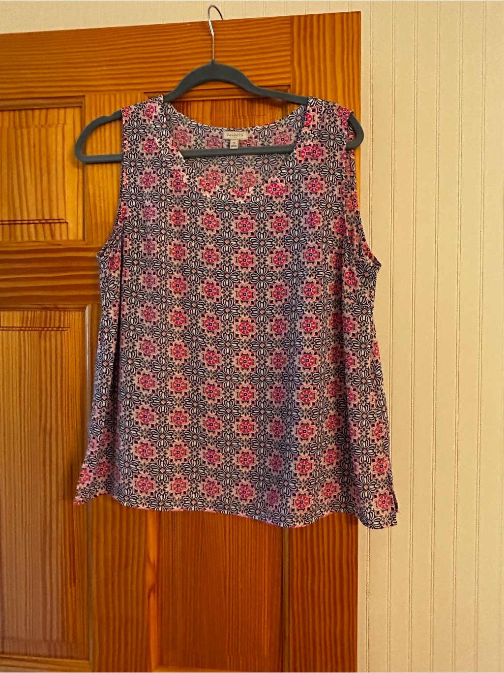 Talbots Pink & Navy Geometric Sleeveless Camisole